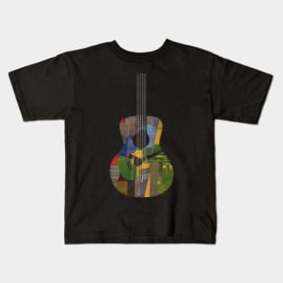 Guitar inception - Minimalist Abstract Art Patchwork Collage Kids T-Shirt